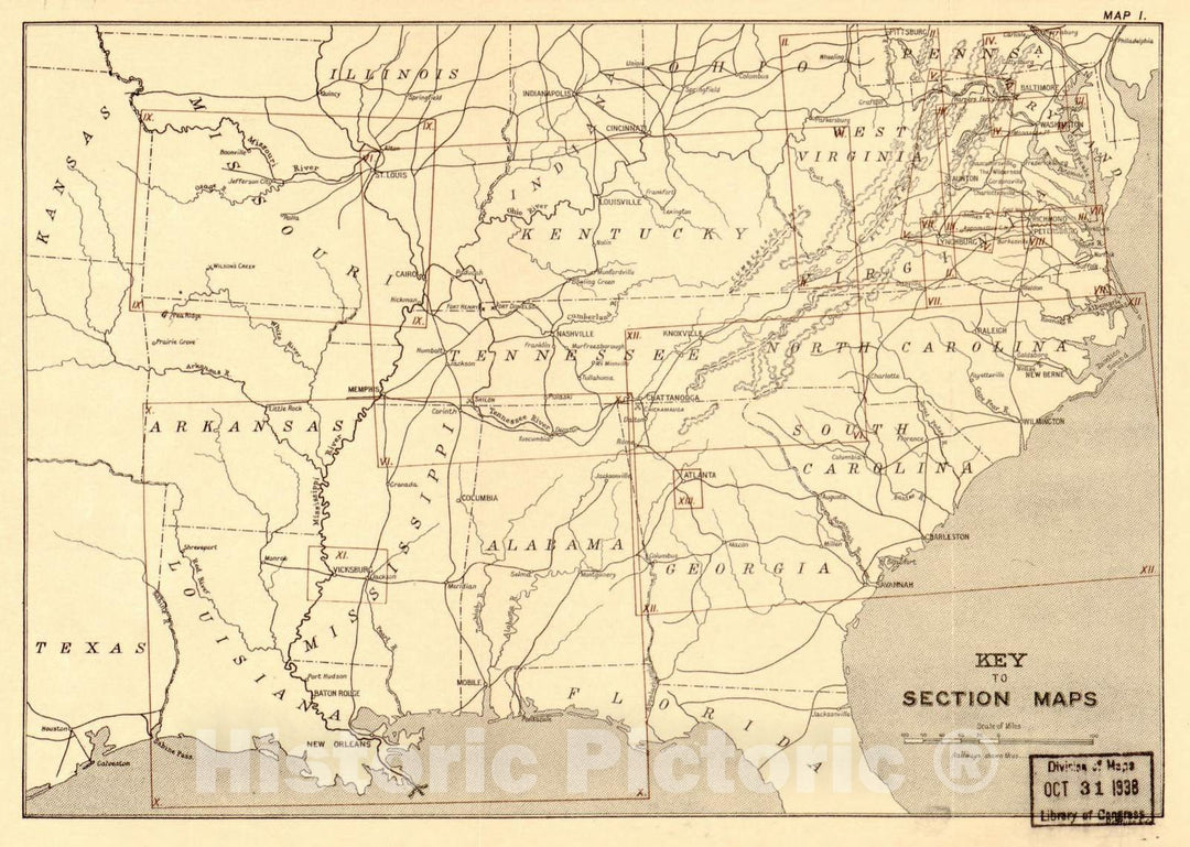 Historic 1905 Map - Maps, Wood's;Civil War in The United States.