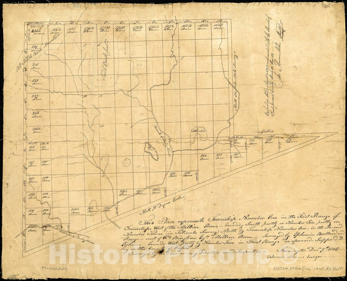 Historic 1805 Map - Plan of Township no. 1, North of Phillips