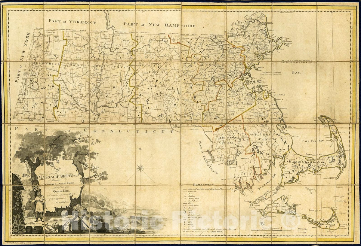 Historic 1801-1802 Map - Map of Massachusetts Proper: compiled from Actual surveys Made by Order of The General Court and Under The Inspection of Agents of Their Appointment