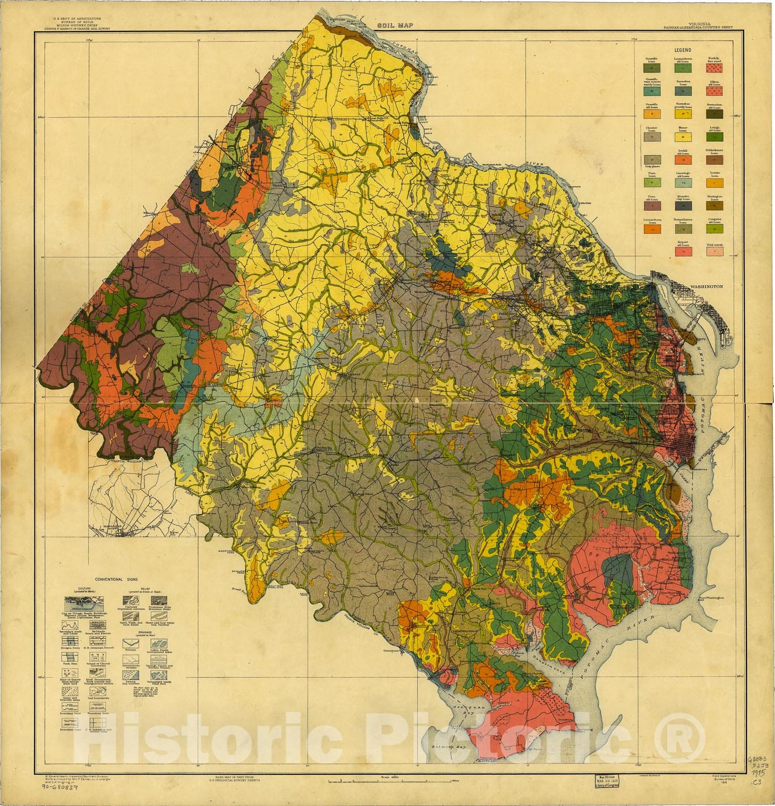 Historic 1915 Map - Virginia, Fairfax-Alexandria Counties Sheet, Soil map