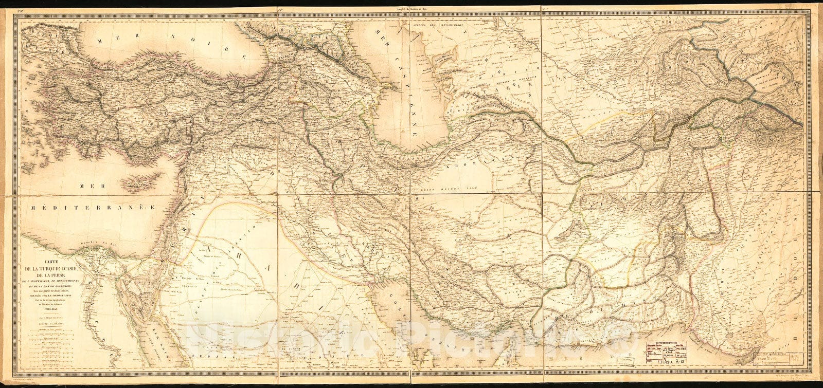 Historic 1848 Map - Carte de la Turquie D'Asie, de la Perse: de l'Afghanistan, du Belouchistan et de la Grande Boukharie; avec une Partie des Etats voisins