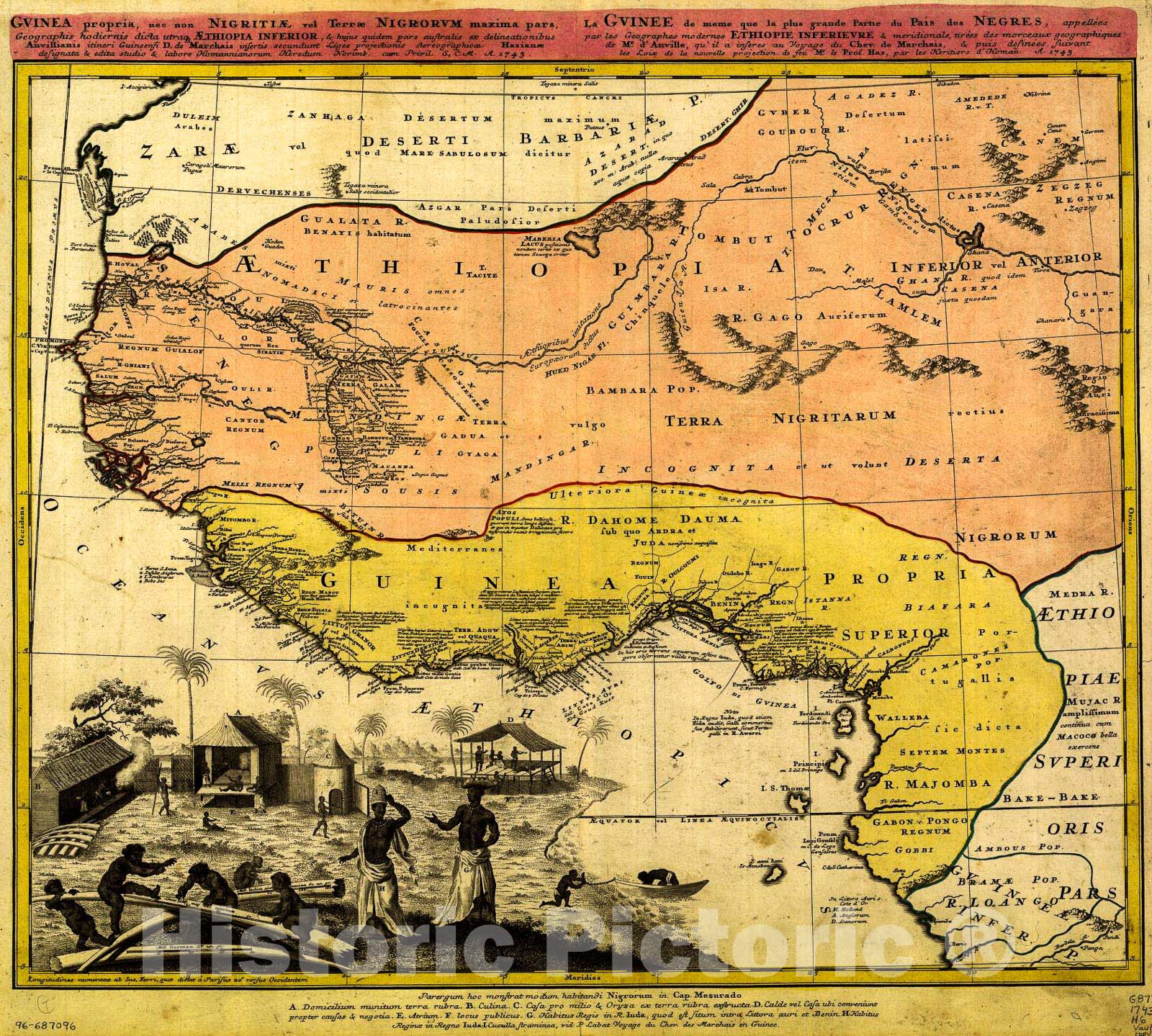 Historic 1743 Map - Gvinea propia, NEC Non NigritiÃ¦ vel TerrÃ¦ Nigrorvm Maxima pars : geographis hodiernis Dicta utraque Ã†thiopia Inferior, hujus quidem pars Australis
