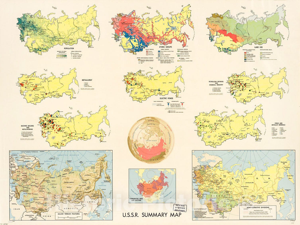 Historic 1968 Map - U.S.S.R. Summary map. 9-68.