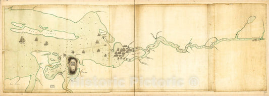 Historic 1779 Map - Penobscot River and Bay, with The Operations of The English Fleet, Under Sir George Collyer, Against The Division of Massachusetts Troops Acting Against Fort Castine