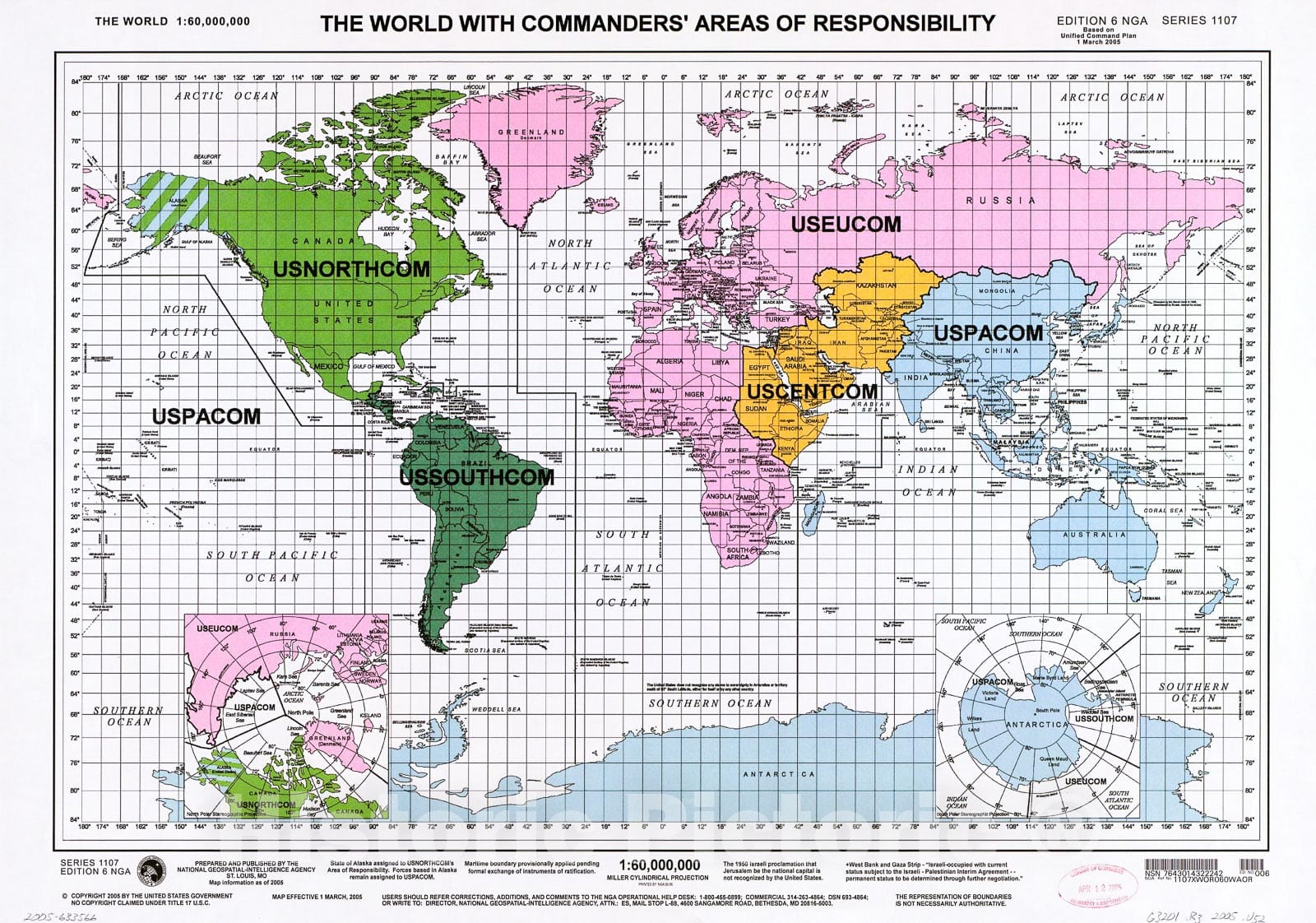 Historic 2005 Map - The World with Commanders' Areas of Responsibility