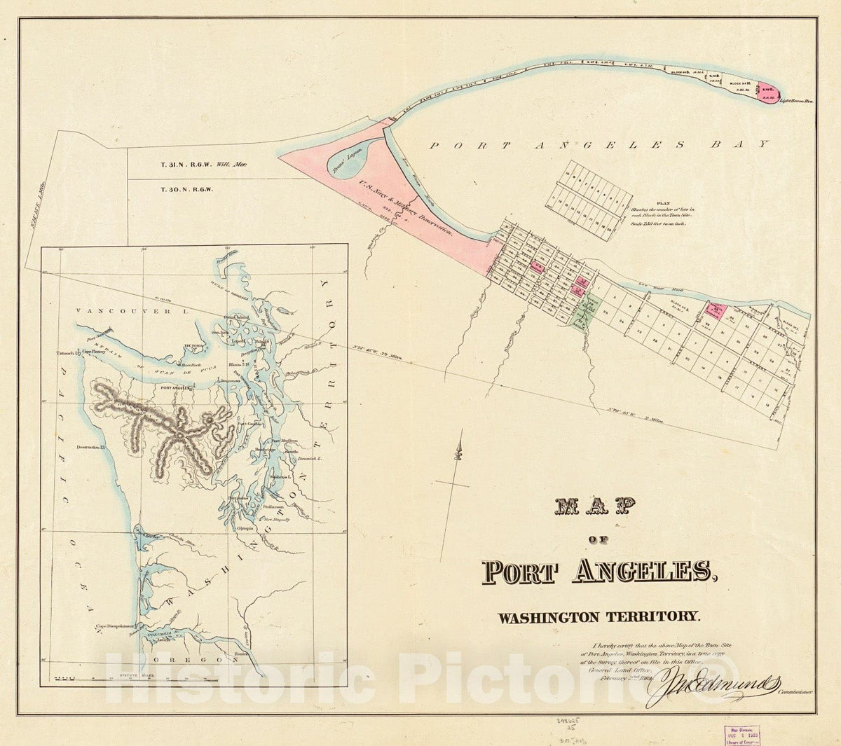 Historic 1864 Map - Map of Port Angeles, Washington Territory.