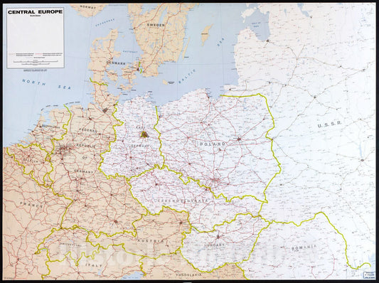 Historic 1973 Map - Central Europe; North-South Sheet. 9-73.