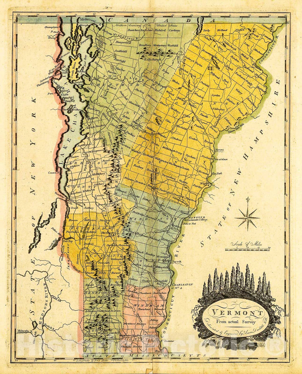 Historic 1814 Map - Vermont, from Actual Survey.
