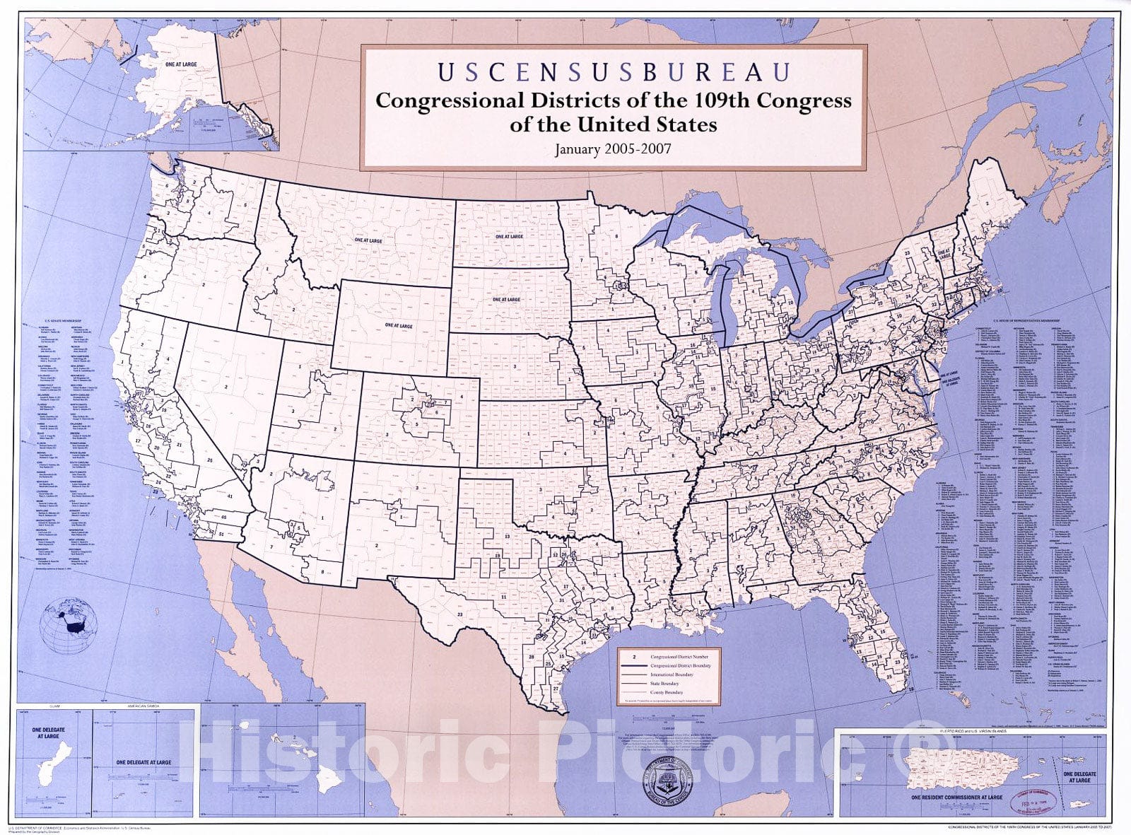 Historic 2005 Map - Congressional districts of The 109th Congress of The United States, January 2005-2007