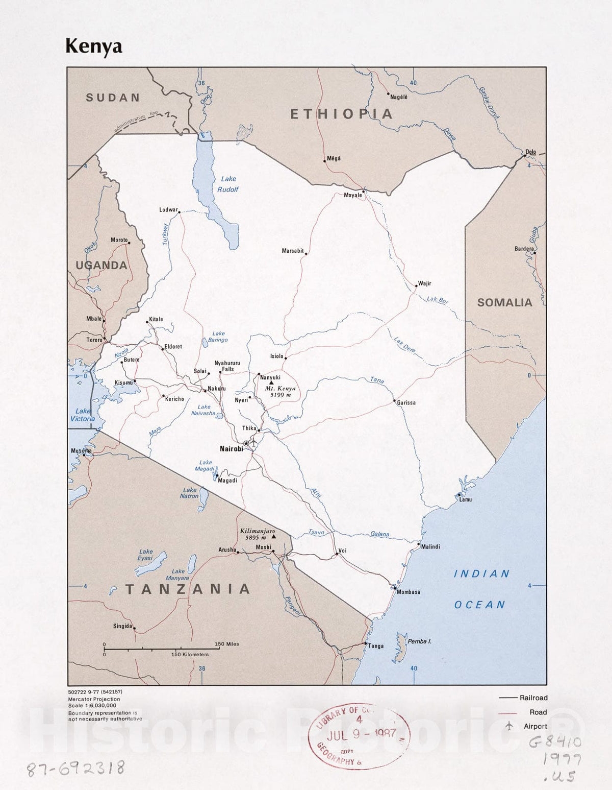 Historic 1977 Map - Kenya.