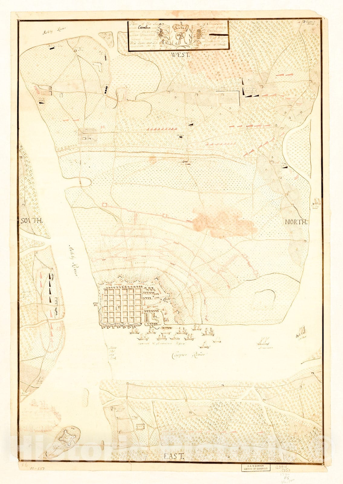 Historic 1780 Map - Plan of The Siege of Charles Town in South Carolina Under Command of His Excellence Sir Henry Clinton