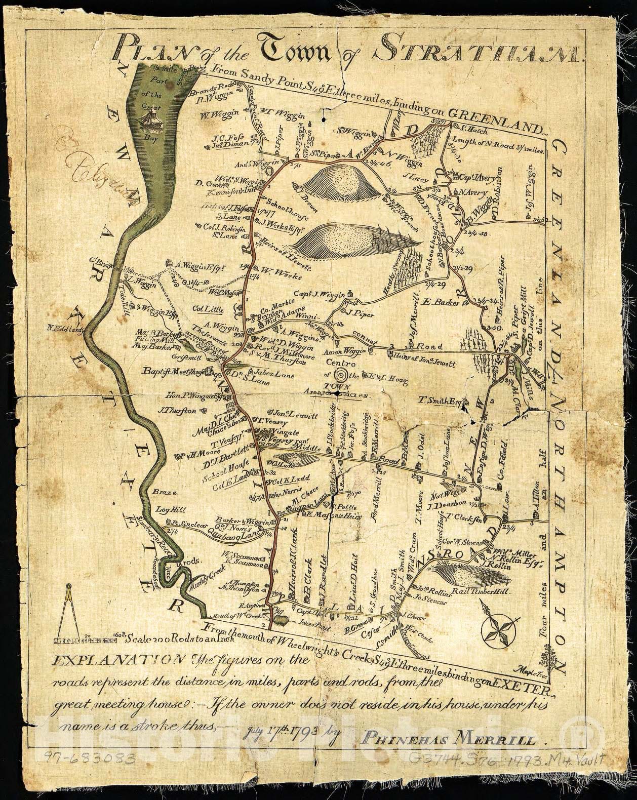 Historic 1793 Map - Plan of The Town of Stratham