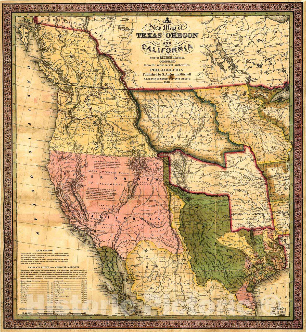 Historic 1846 Map - A New map of Texas, Oregon and California.