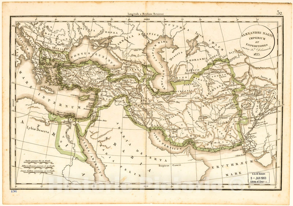 Historic 1833 Map - Alexandri magni Imperium et expeditiones