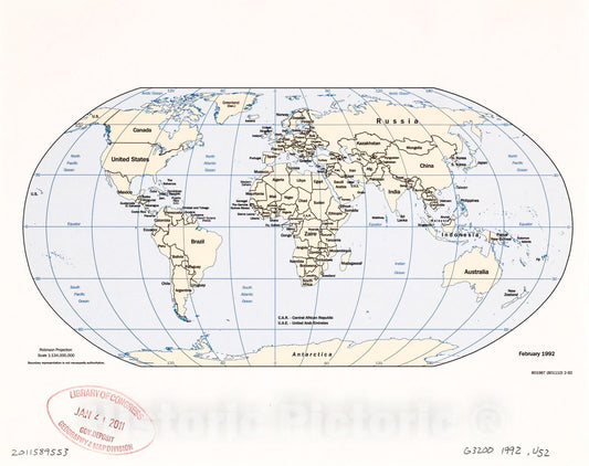 Historic 1992 Map - World map, February 1992