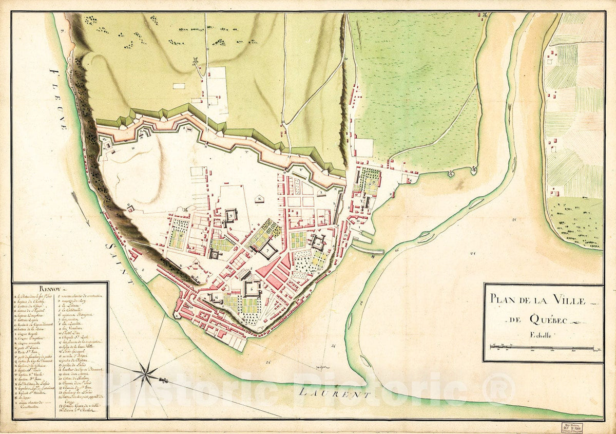 Historic 1750 Map - Plan de la Ville de QuÃ©bec.