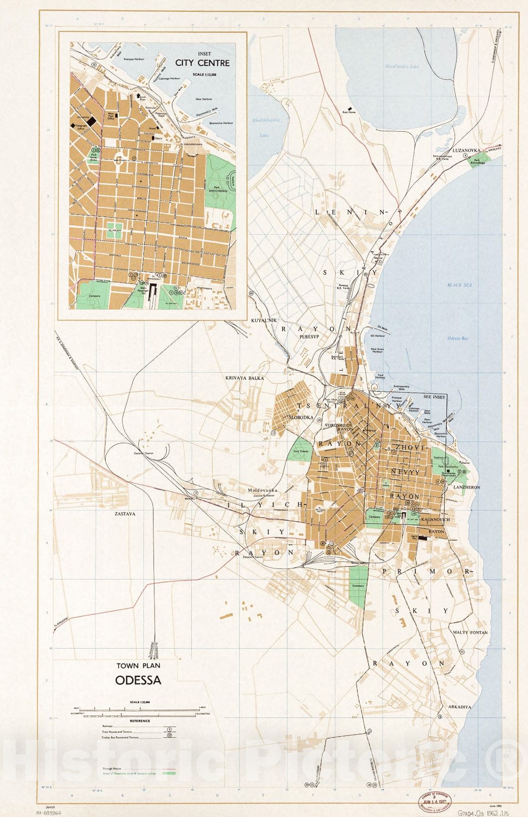 Historic 1962 Map - Town Plan, Odessa.