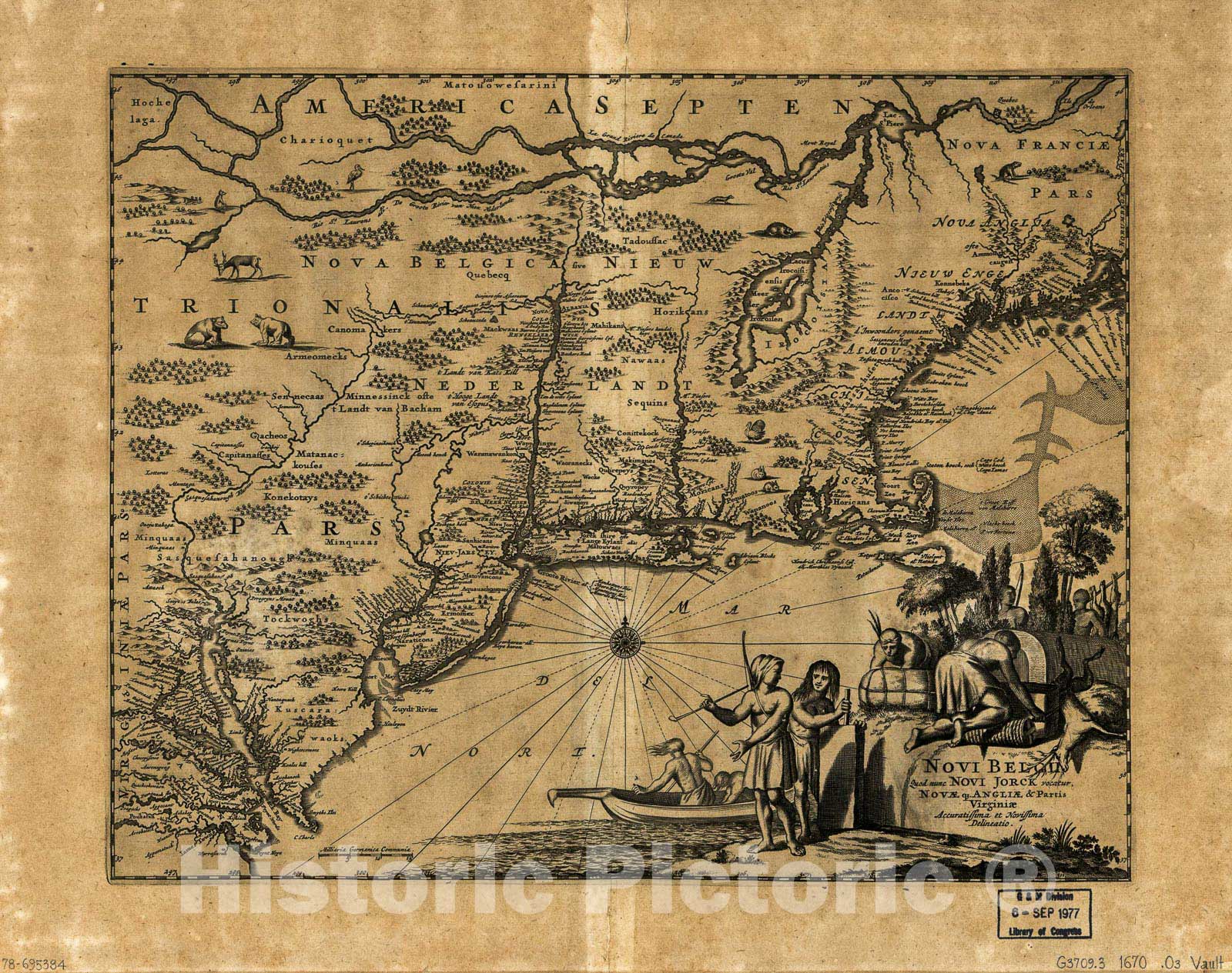 Historic 1670 Map - Novi Belgii, Quod nunc Novi Jorck vocatur, NovÃ¦ que AngliÃ¦ & partis VirginiÃ¦ : accuratissima et novissima delineatio.