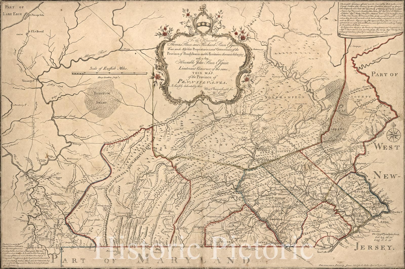 Historic 1770 Map - to The Honorable Thomas Penn and Richard Penn, Esquires, True and Absolute Proprietaries and Governors of The Province of Pennsylvania and The Territories