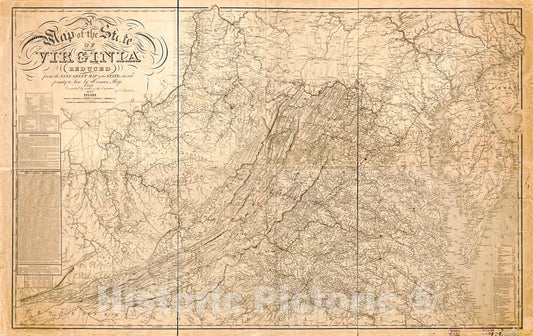 Historic 1859 Map - A map of The State of Virginia, Reduced from The Nine Sheet map of The State in Conformity to Law