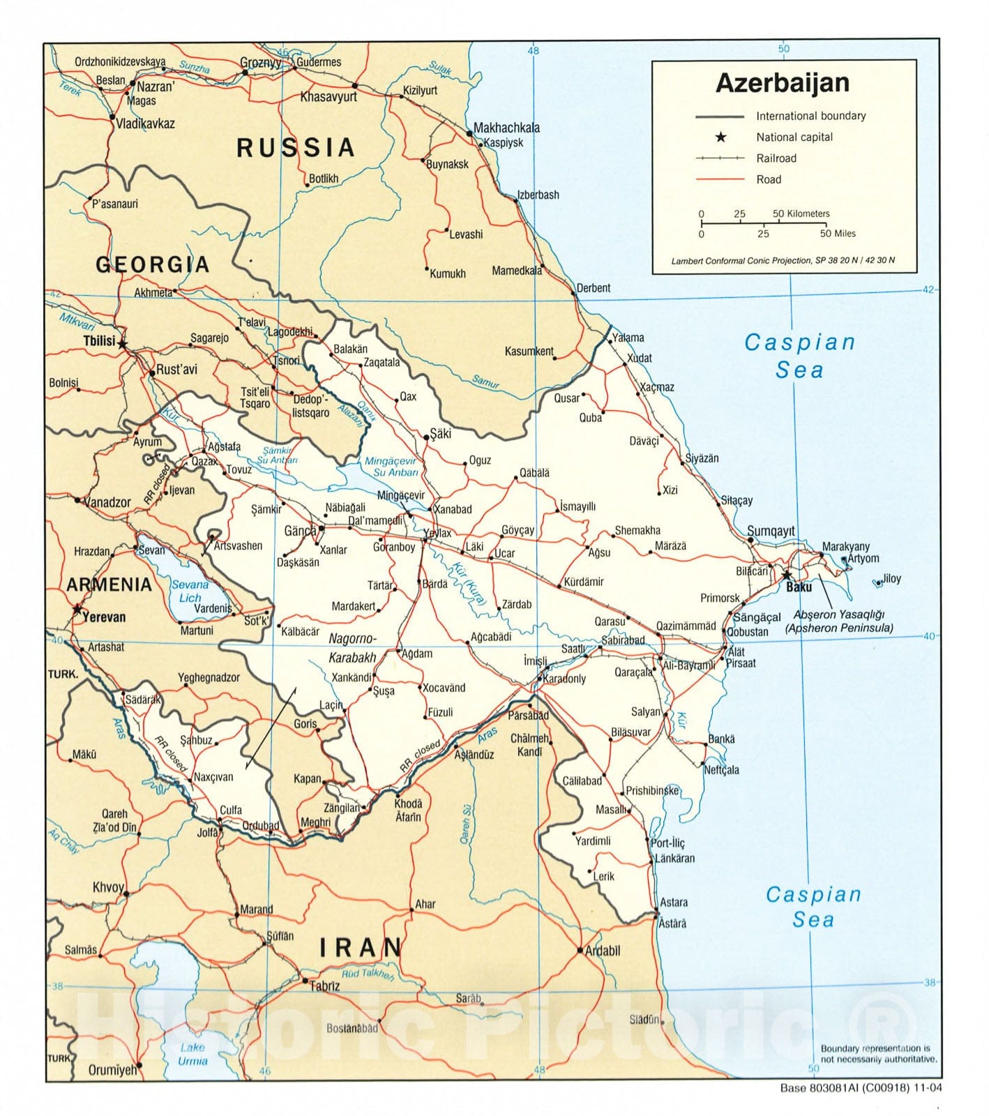 Historic 2004 Map - Azerbaijan. 1
