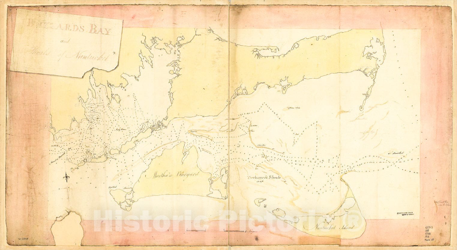 Historic 1778 Map - Buzzards Bay and Shoals of Nantucket.