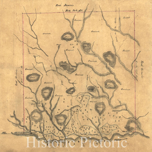 Historic 1800 Map - Map of Las Ormigas Grant, Sabine and DeSoto Parishes, Louisiana