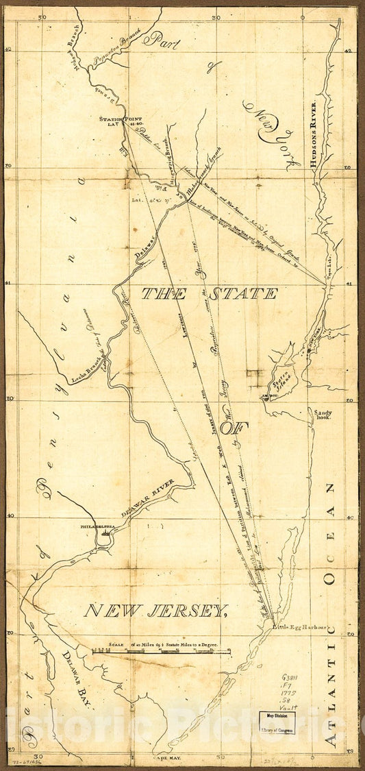 Historic 1780 Map - The State of New Jersey.