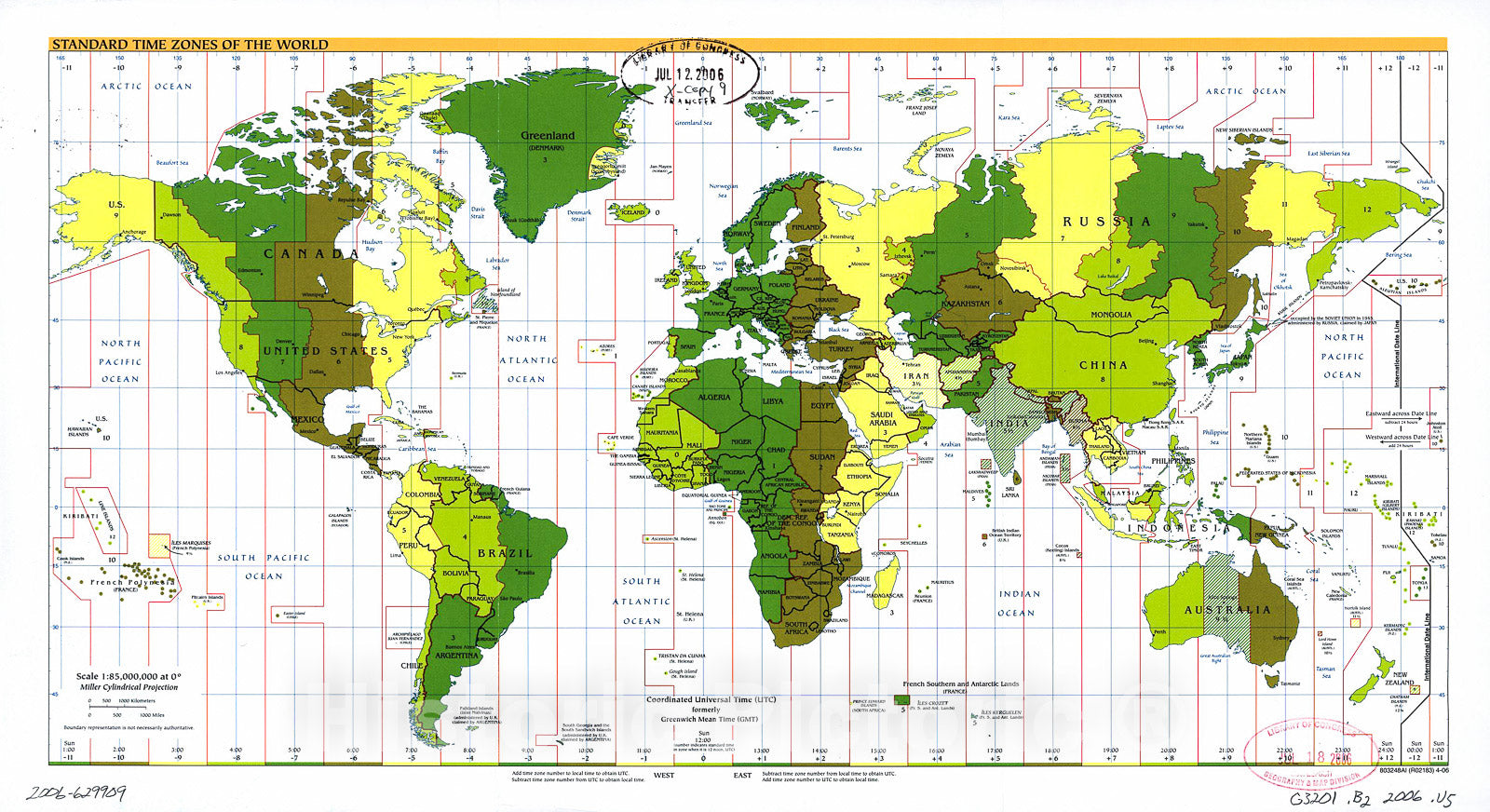 Historic 2006 Map - Standard time Zones of The World.