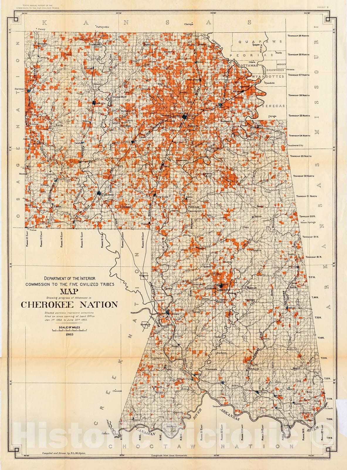 Historic 1903 Map - Map Showing Progress of Allotment in Cherokee Nation