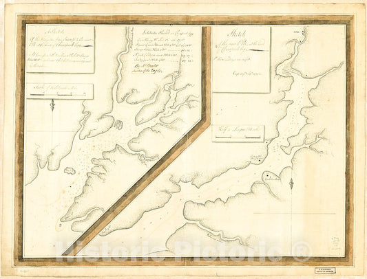 Historic 1777 Map - A Sketch of The Navigation from Swan Pt. to The River Elk at The Head of Chesapeak Bay. Sketch of The River Elk, at The Head of Chesapeak Bay.