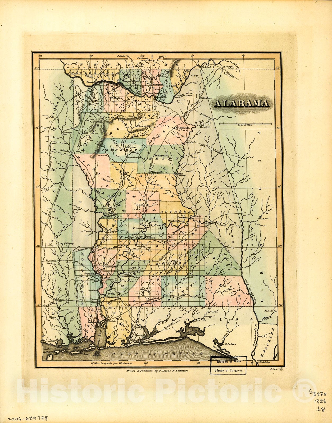 Historic 1826 Map - Alabama