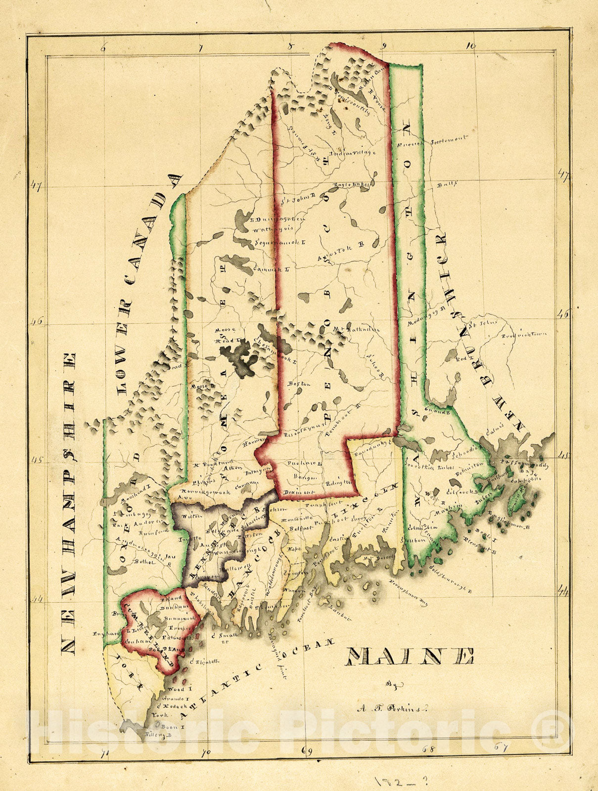 Historic 1820 Map - Maine