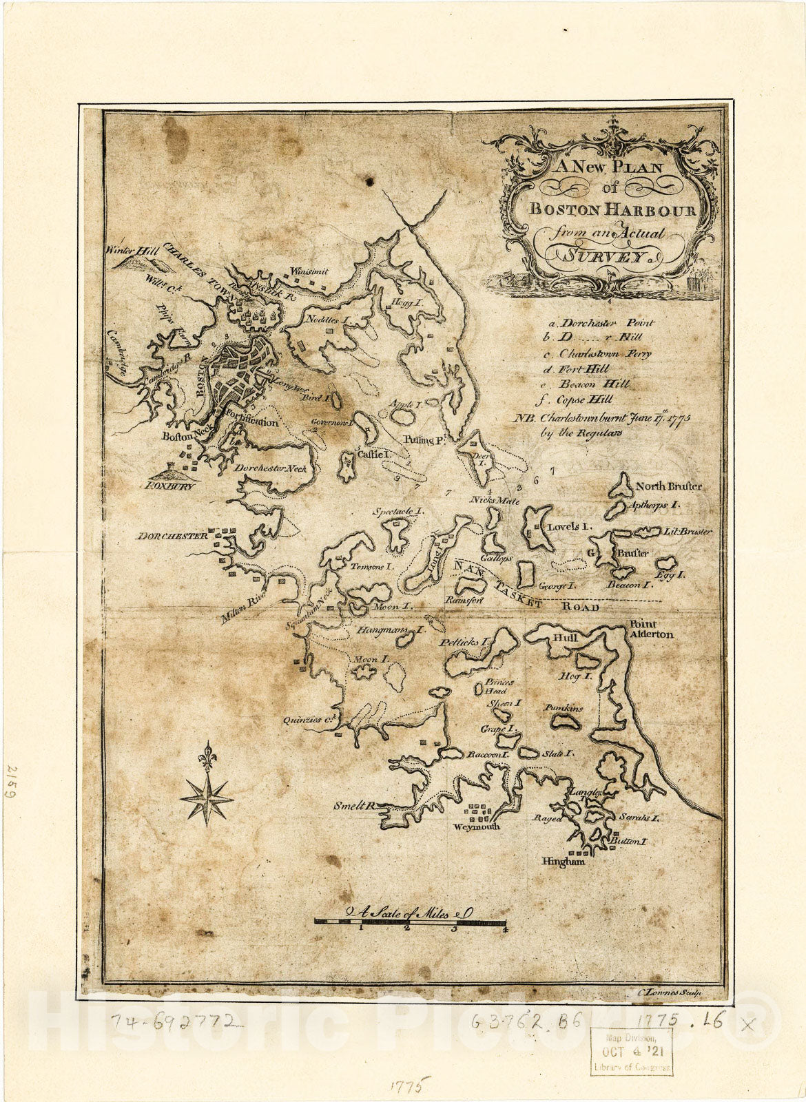 Historic 1775 Map - A New Plan of Boston Harbour from an Actual Survey.