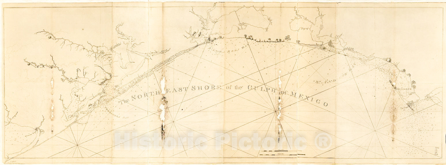 Historic 1780 Map - The North East Shore of The Gulph of Mexico.