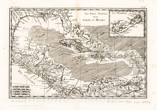 Historic 1780 Map - Les Isles Antilles et le golfe du MÃ©xique.