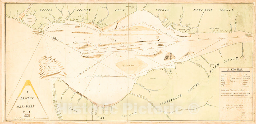Historic 1770 Map - A Draught of Delaware Bay.
