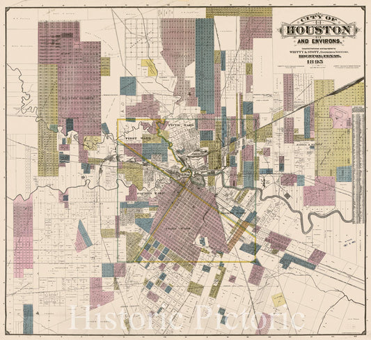 Historic 1895 Map - City of Houston and Environs