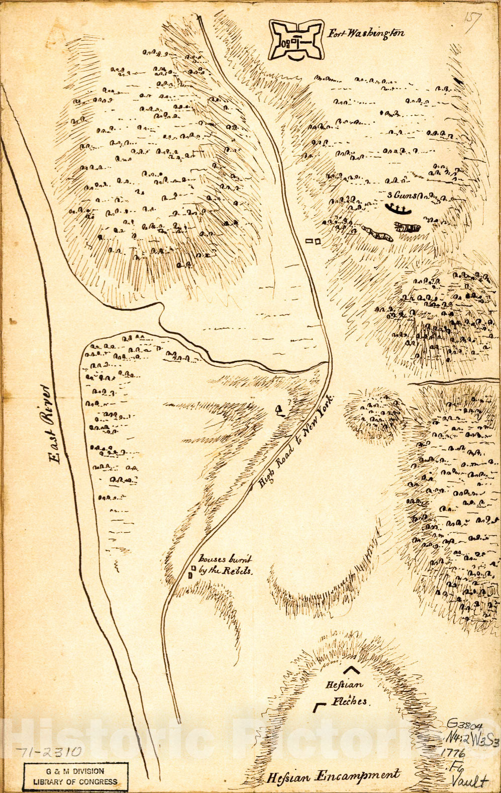 Historic 1776 Map - Fort Washington & Vicinity.