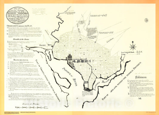 Historic 1991 Map - Plan of The City Intended for The Permanent seat of The Government of The United States : projected Agreeable to The Direction of The President of The United States
