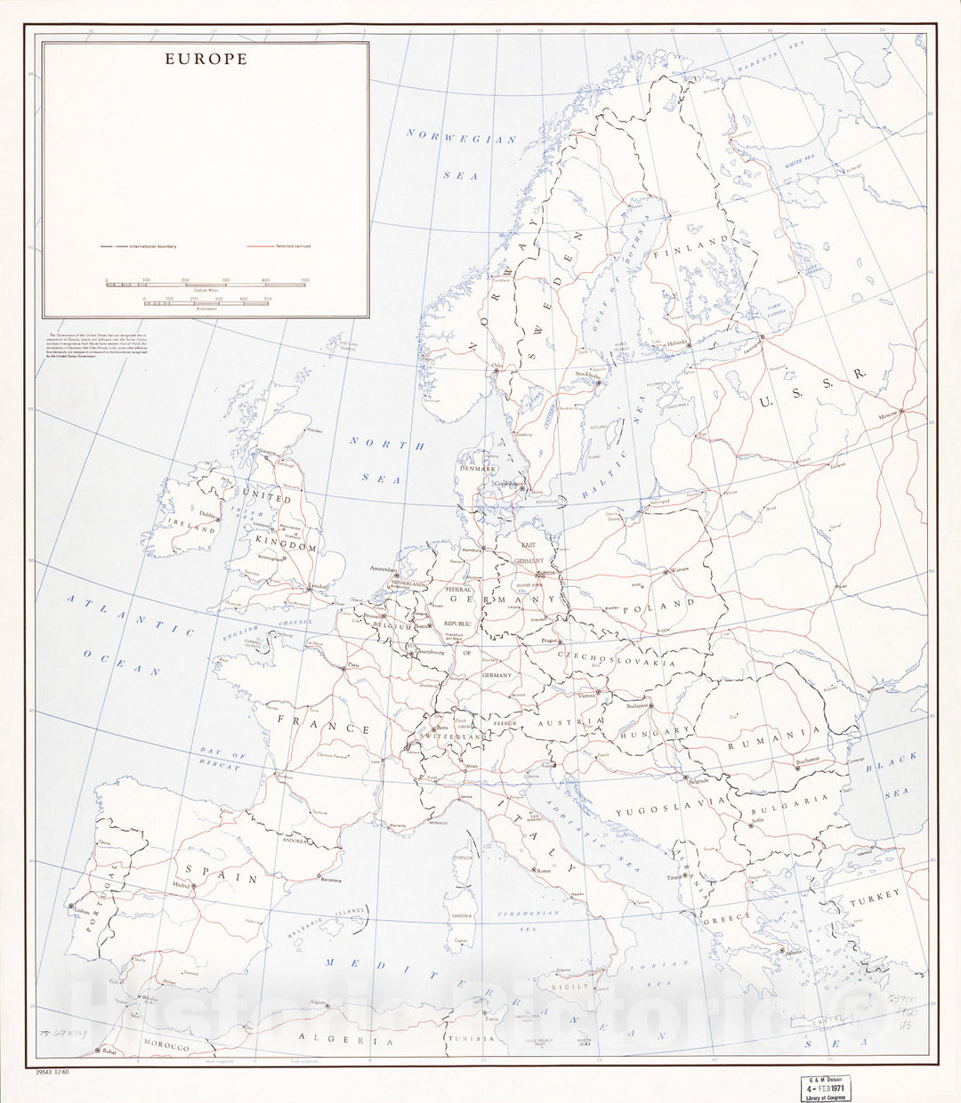 Historic 1960 Map - Europe. 12-60. 2