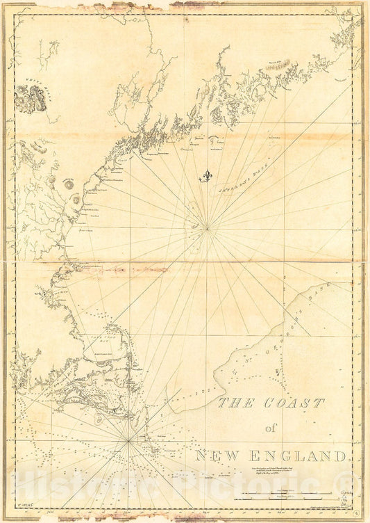 Historic 1776 Map - The Coast of New England.