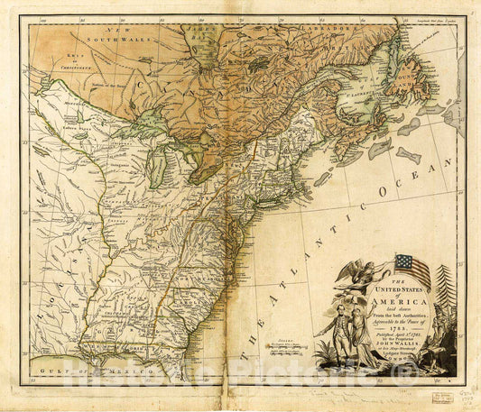 Historic 1783 Map - The United States of America Laid Down from The Best Authorities, Agreeable to The Peace of 1783.