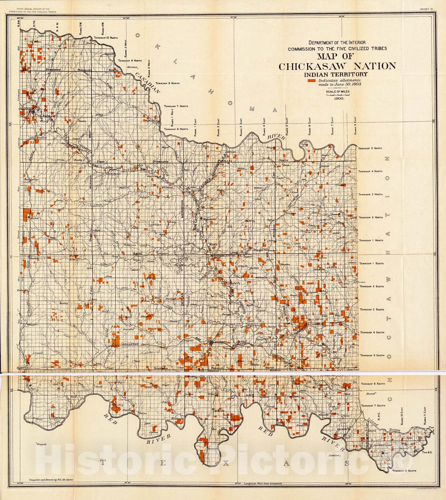 Historic 1900 Map - Map of Chickasaw Nation, Indian Territory