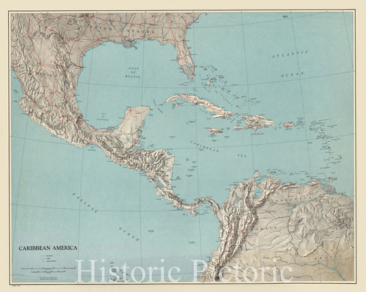 Historic 1961 Map - Caribbean America. 4-61.