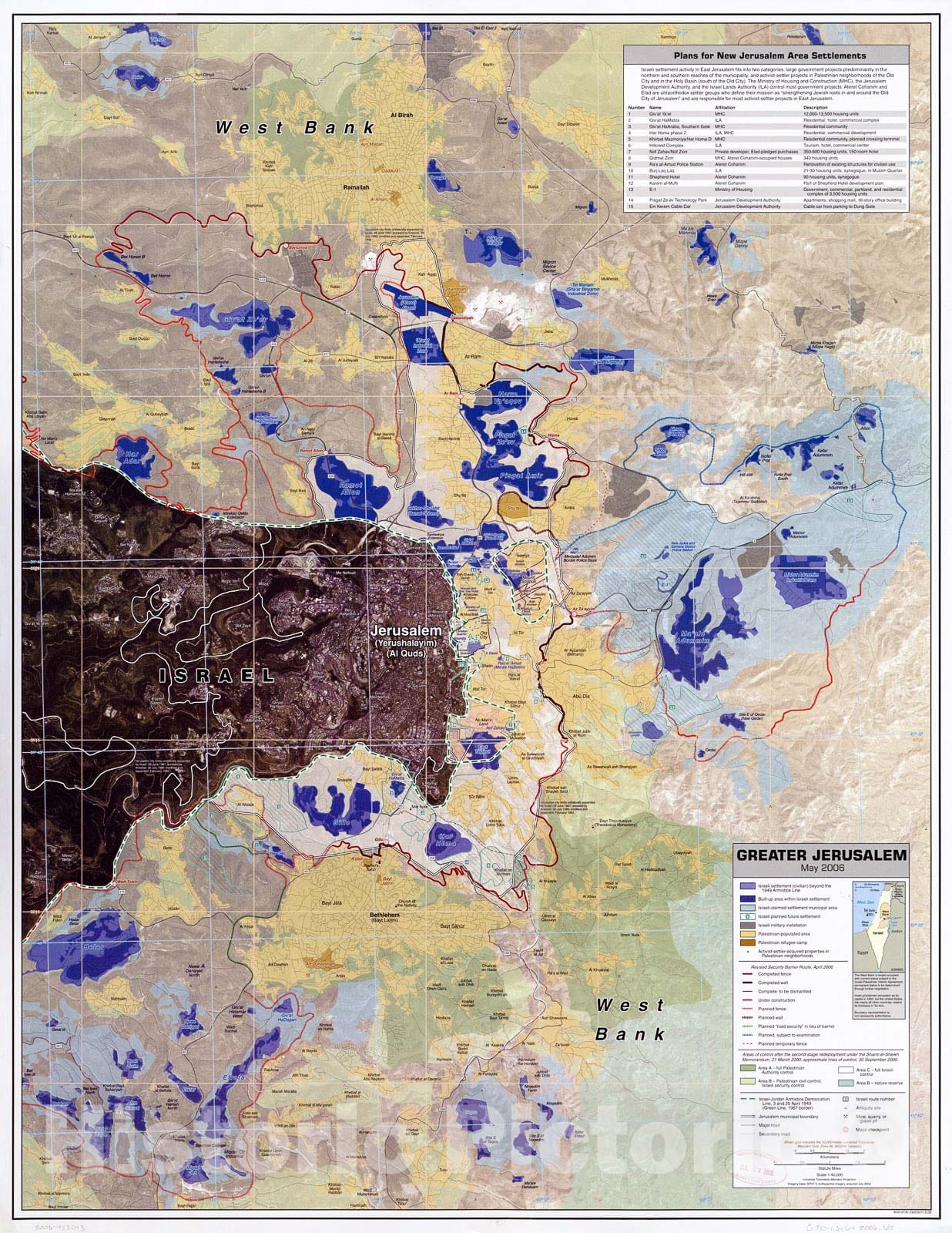 Historic 2006 Map - Greater Jerusalem, May 2006.