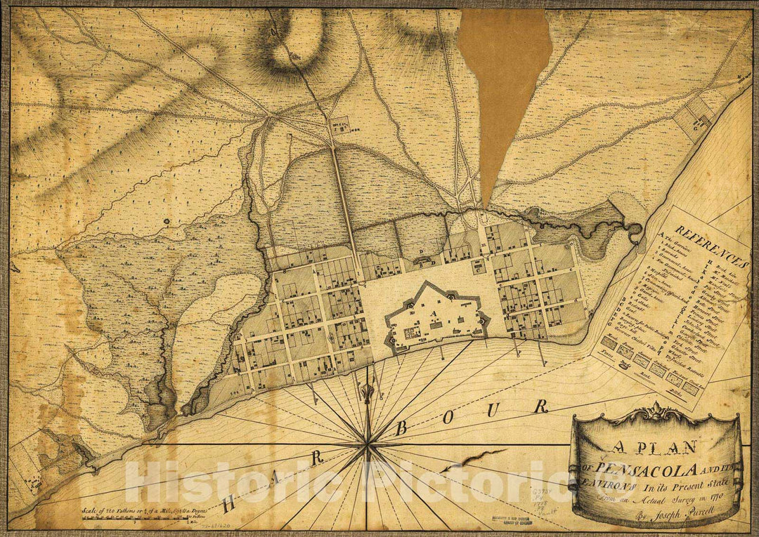 Historic 1778 Map - A Plan of Pensacola and its Environs in its Present State, from an Actual Survey in 1778.