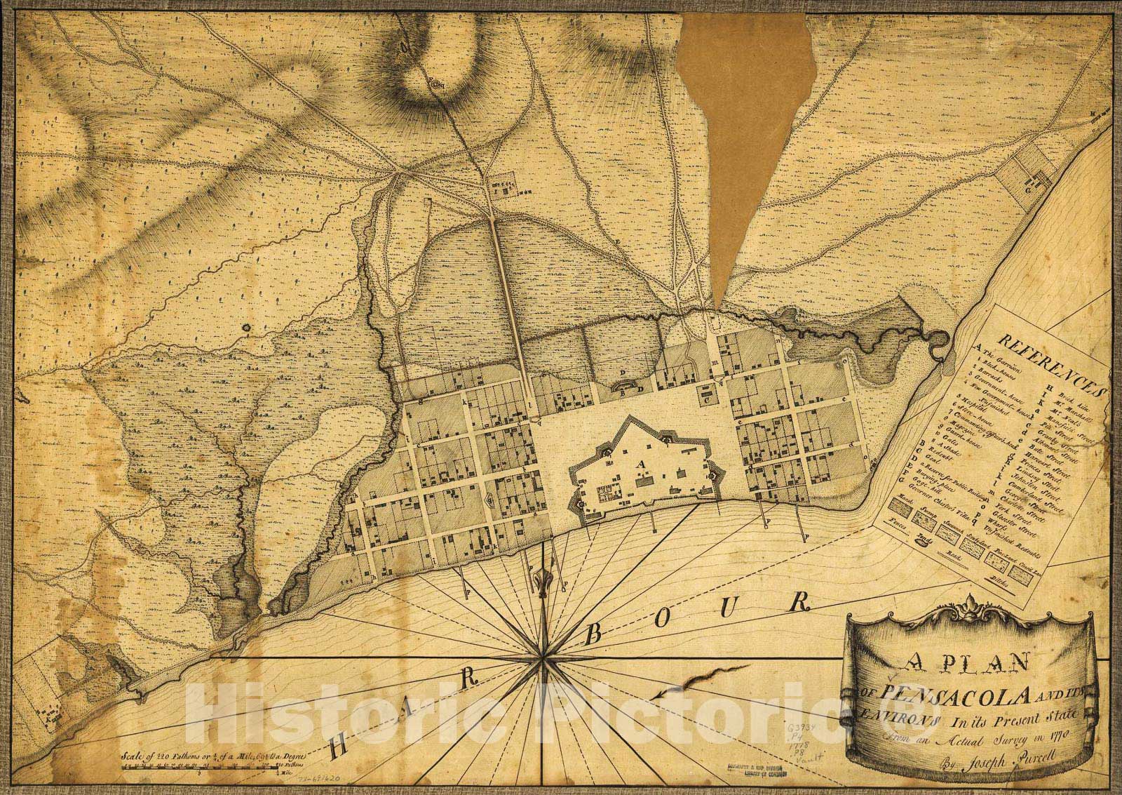 Historic 1778 Map - A Plan of Pensacola and its Environs in its Present State, from an Actual Survey in 1778.