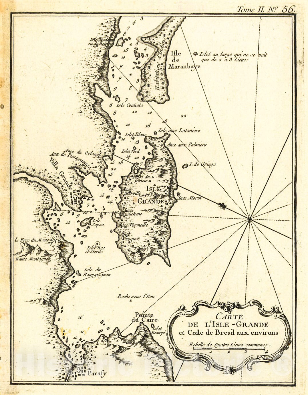 Historic 1764 Map - Carte de la L'isle Grande et Coste de Brezil aux Environs.