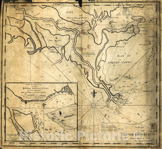 Historic 1770 Map - A Plan of The River Missisippi.